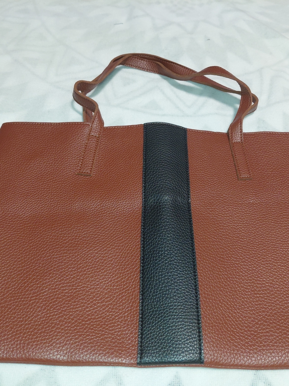 Vince Camuto Vegan Brown and Black Leather Tote Bag